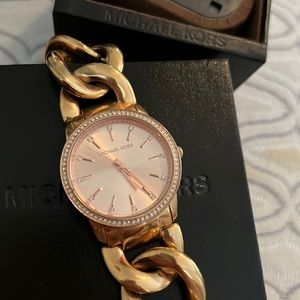 MK bracelet link rose gold watch